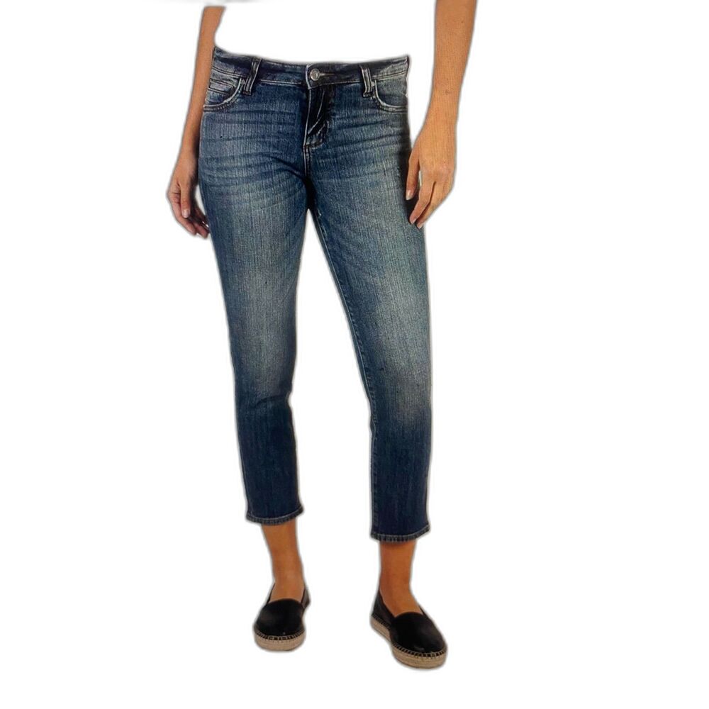 Kut from the Kloth Catherine Ankle Straight Jeans 10 Stone Wash Mid Rise Crop